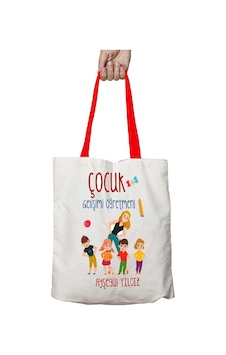 Art Hediye Kırmızı Kulplu Kişiye Özel Çocuk Gelişimi Öğretmeni Yıkanabilir Omuz Çanta Çok Renkli Art Hediye Kırmızı Kulplu Kişiye Özel Çocuk Gelişimi Öğretmeni Yıkanabilir Omuz Çanta Çok Renkli