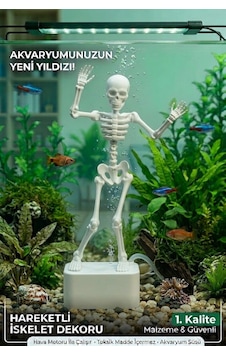 Dans Eden İskelet Akvaryum Hava Taşı Dekoru Hareketli 3d Baskı - Beyaz Dans Eden İskelet Akvaryum Hava Taşı Dekoru Hareketli 3d Baskı - Beyaz