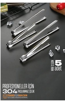 Mini 12.5 Cm Buz Maşası - Şeker Limon Maşası Kokteyl Servis Maşası 5 Li Paket 304 Paslanmaz Çelik 721753 Mini 12.5 Cm Buz Maşası - Şeker Limon Maşası Kokteyl Servis Maşası 5 Li Paket 304 Paslanmaz Çelik 721753