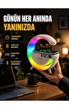 Kablosuz Şarjlı Led Masa Lambası Çalar Saat Ve Beyaz Gürültü Özellikli - 4999 Diğer