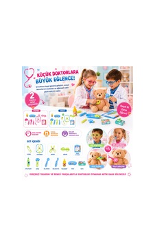 Oyuncak Doktor Seti - 2 Farklı Renk Seçenekli Eğitici Sağlık Ve Doktorluk Evcilik Oyuncak Seti Pembe Pembe - 893289425