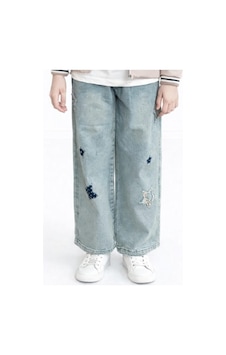 İrem Çocuk Giyim Kız Çocuk Üzeri Yıldız Desenli Beli Lastik Ayarlamalı Geniş Paça Model Mavi Renk Kot Pantolon Mavi İrem Çocuk Giyim Kız Çocuk Üzeri Yıldız Desenli Beli Lastik Ayarlamalı Geniş Paça Model Mavi Renk Kot Pantolon Mavi