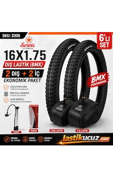Servis 16x1.75 Dış Lastik Bmx Bisiklet Lastiği + İç Lastik 2 Şer Adet Takım + 1 Adet Bisiklet Pompası +1 Adet 8 Sesli Bisiklet Kornası