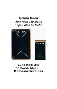 Astec Kablosuz Bağlantısı Kapı Zili 200 Farklı Zil