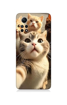 Xiaomi Redmi Note 12 Pro 4g Uyumlu Selfie Kediler Desenli Silikon Kılıf Xiaomi Redmi Note 12 Pro 4g Uyumlu Selfie Kediler Desenli Silikon Kılıf