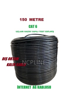 Ncp 150 Metre Dış Ortam Cat6 Internet Kablosu Siyah Fiber Modem Pc Internet