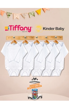 Tiffany Zarf Yaka Uzun Kol Pamuk 5'li Atlet Zıbın Çıtçıtlı Bebek Body Beyaz Tiffany Zarf Yaka Uzun Kol Pamuk 5'li Atlet Zıbın Çıtçıtlı Bebek Body Beyaz