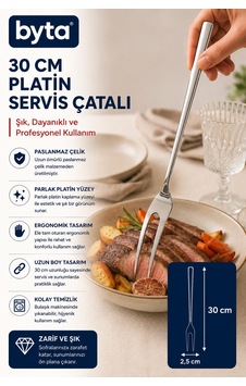 30 Cm Paslanmaz Çelik Platin Servis Çatalı Uzun Saplı Profesyonel Sunum Ve Servis Çatalı Gri 30 Cm Paslanmaz Çelik Platin Servis Çatalı Uzun Saplı Profesyonel Sunum Ve Servis Çatalı Gri