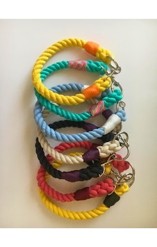 Köpek Kolye Tasma- Doğal Pamuk Halattan Siyah S 35-39 Cm Siyah
