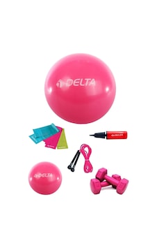 Delta 55-20 Cm Pilates Topu 3Lü Bandı Atlama İpi Dambıl Pompa Set Delta 55-20 Cm Pilates Topu 3Lü Bandı Atlama İpi Dambıl Pompa Set