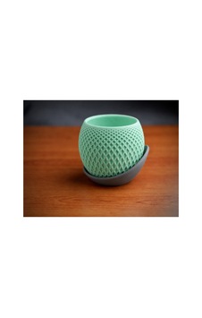Alvera Küre Saksı 3d Baskı Kafes Dokulu Iki Parçalı Dekoratif Saksı - Mint-gri Alvera Küre Saksı 3d Baskı Kafes Dokulu Iki Parçalı Dekoratif Saksı - Mint-gri