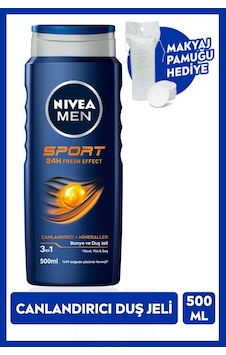 Nivea Men Sport Canlandırıcı Duş Jeli 500 ML + Makyaj Pamuğu Nivea Men Sport Canlandırıcı Duş Jeli 500 ML + Makyaj Pamuğu
