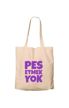 Pes Etmek Yok Ekru Fermuarlı Bez Çanta Gabardin Pes Etmek Yok Ekru Fermuarlı Bez Çanta Gabardin