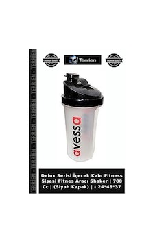Delux Serisi İçecek Kabı Fitness Şişesi Fitnes Aracı Shaker 700 Cc Siyah Kapak - 24 48 37