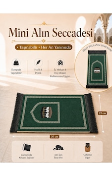 Mini Alın Seccadesi Kaymaz Taban Desenli Cep Tipi Seyahat Namaz Seccadesi - Zümrüt Yeşili Yeşil Mini Alın Seccadesi Kaymaz Taban Desenli Cep Tipi Seyahat Namaz Seccadesi - Zümrüt Yeşili Yeşil