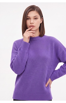CEMO Selanik Dokuma Bisiklet Yaka Oversize Triko Kazak Mor CEMO Selanik Dokuma Bisiklet Yaka Oversize Triko Kazak Mor