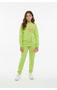 Mnk Baby & Kids To Be Happy Motif Kız Çocuk Eşofman Mnk0624 Yesil Mnk Baby & Kids To Be Happy Motif Kız Çocuk Eşofman Mnk0624 Yesil