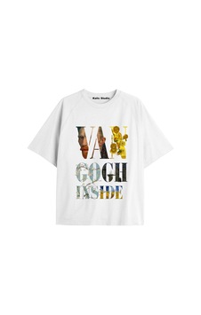 Kalic Studio Unisex Van Gogh Baskılı Oversize Tshirt Beyaz-96 Kalic Studio Unisex Van Gogh Baskılı Oversize Tshirt Beyaz-96