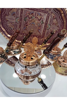 İşlemeli Bakır Tütsülük-bakır Buhurdanlık-beyaz İşlemeli Bakır Tütsülük-bakır Buhurdanlık-beyaz