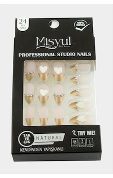 Misyul - 740 - Taşlı Takma Tırnak 24 Adet - Spt-gld - Açık Pembe Misyul - 740 - Taşlı Takma Tırnak 24 Adet - Spt-gld - Açık Pembe