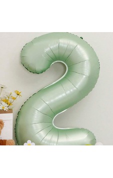Retro Adaçayı Yeşili Rakam Folyo Balon 2 Yaş Balonu Yeşil