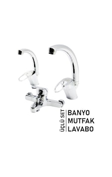 3lü Set Banyo - Evye Mutfak - Lavabo Aç Kapa Mix Batarya Musluk 5570 Çok Renkli 3lü Set Banyo - Evye Mutfak - Lavabo Aç Kapa Mix Batarya Musluk 5570 Çok Renkli