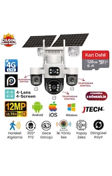 Inox X-24 3mp+3mp+3mp+3mp 12mp 4g E-sim Kartlı 2xsolar Panelli 4 Lens 3 Ptz Akıllı Kamera + 128gb Sd Kart Dahil Inox X-24 3mp+3mp+3mp+3mp 12mp 4g E-sim Kartlı 2xsolar Panelli 4 Lens 3 Ptz Akıllı Kamera + 128gb Sd Kart Dahil