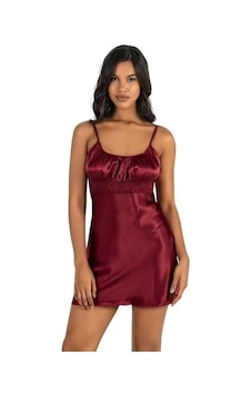 Moon Wear Bordo Kısa Saten Gecelik 8208 Bordo Moon Wear Bordo Kısa Saten Gecelik 8208 Bordo