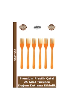Premium Plastik Çatal 25 Adet Turuncu Doğum Kutlama Etkinlik
