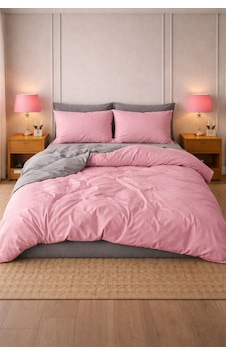 More Home Çift Kişilik Yorgan Kılıfı + Yastık Kılıfı Pembe Gri Gri Pembe More Home Çift Kişilik Yorgan Kılıfı + Yastık Kılıfı Pembe Gri Gri Pembe