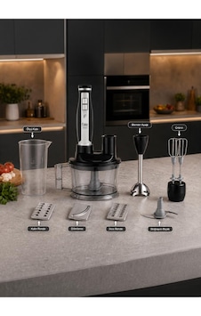 Fakir Multi Blend 1700 W Siyah El Blender Seti, Doğrayıcı, Çırpıcı, Rende Ve Dilimleme Aparatlı Fakir Multi Blend 1700 W Siyah El Blender Seti, Doğrayıcı, Çırpıcı, Rende Ve Dilimleme Aparatlı