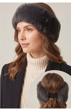 Ritagarcia Kadın Kışlık Peluş Saç Bandanası - Kalın Kürklü Kulaklık Bandı, Arkası Lastikli, Soğuk Geçirmez Kulaklık Füme Ritagarcia Kadın Kışlık Peluş Saç Bandanası - Kalın Kürklü Kulaklık Bandı, Arkası Lastikli, Soğuk Geçirmez Kulaklık Füme