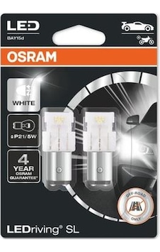 Çiftli Duy Beyaz 1016 Led Stop Ampulü Ledriving P21/5w 12v 2 Li Set Osram 7528dwp-02b
