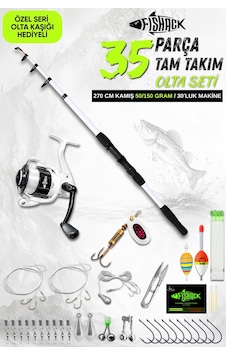 35 Parça Tam Takım Olta Seti - 270cm Kamış 50-150gr / 30'luk Makine Beyaz 35 Parça Tam Takım Olta Seti - 270cm Kamış 50-150gr / 30'luk Makine Beyaz