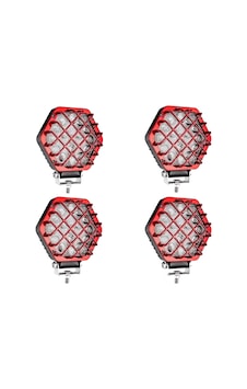 4 Adet 48w Altıgen Kafesli Kırımızı Kasa 16 Led Off Road Tekne