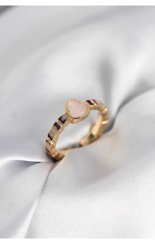Gold Renk Mineli Su Kabağı Model Kadın Yüzük Çok Renkli Gold Renk Mineli Su Kabağı Model Kadın Yüzük Çok Renkli