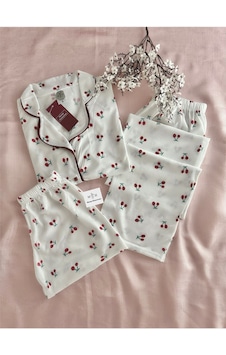 Mh Moony Homewears 3'lü Penye Queen Of Fruits Pijama Takımı Krem Bordo Mh Moony Homewears 3'lü Penye Queen Of Fruits Pijama Takımı Krem Bordo