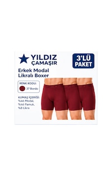 Yıldız Çamaşır Erkek Modal Likralı Boxer 36-37-38-39-40-41-42 - 3 Adet Bordo Yıldız Çamaşır Erkek Modal Likralı Boxer 36-37-38-39-40-41-42 - 3 Adet Bordo