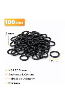 8x2 Mm O-ring Nbr 70 Shore Sızdırmazlık Contası Hidrolik Oring Lastik100 Adet