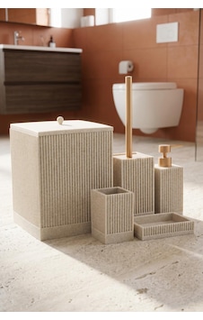 Acar Jhn-09343 Bej Laduree Collection 5'li Banyo Set Acar Jhn-09343 Bej Laduree Collection 5'li Banyo Set