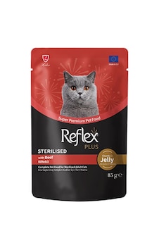 Reflex Plus Jöle İçinde Parça Biftek Etli Kısırlaştırılmış Kedi Yaş Maması 85gr Reflex Plus Jöle İçinde Parça Biftek Etli Kısırlaştırılmış Kedi Yaş Maması 85gr