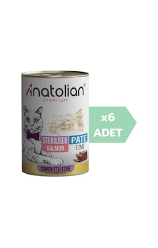 Anatolian Premium Sterilised Salmon Pate Kısırlaştırılmış Ezme Kedi Konservesi 6 x 400 G