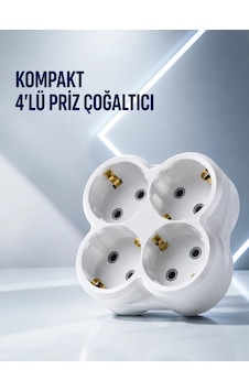 Mey İthalat Duvar Tipi Priz Çoğaltıcı 4 Çıkışlı Kablosuz Kompakt Priz Adaptörü Mey İthalat Duvar Tipi Priz Çoğaltıcı 4 Çıkışlı Kablosuz Kompakt Priz Adaptörü