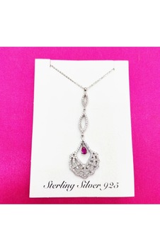 Oriental Kuyumculuk Jewellery Yakut Ve Zirkon Taşlı Sallantılı Gümüş Kolye Beyaz Oriental Kuyumculuk Jewellery Yakut Ve Zirkon Taşlı Sallantılı Gümüş Kolye Beyaz