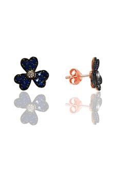 Gümüş Rose Safir Taşlı Üç Yapraklı Yonca Küpe Gümüş Rose Safir Taşlı Üç Yapraklı Yonca Küpe
