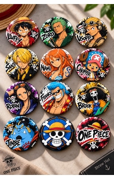 One Piece 58mm 12'li Rozet Seti Luffy Zoro Sanji Nami Usopp Chopper Robin Franky Brook Jinbe Anime Rozeti Çok Renkli One Piece 58mm 12'li Rozet Seti Luffy Zoro Sanji Nami Usopp Chopper Robin Franky Brook Jinbe Anime Rozeti Çok Renkli