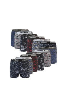Menbox 12 Adet Likralı Erkek Boxer Karışık Desenli Pamuklu Menbox 12 Adet Likralı Erkek Boxer Karışık Desenli Pamuklu