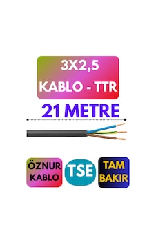 Öznur 3x2,5 Ttr Kablo Metre Seçenekli Siyah - 21 Metre Öznur 3x2,5 Ttr Kablo Metre Seçenekli Siyah - 21 Metre