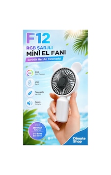 F12 Mini El Fanı Şarjlı Taşınabilir Usb El Vantilatörü Beyaz - 886035522 F12 Mini El Fanı Şarjlı Taşınabilir Usb El Vantilatörü Beyaz - 886035522