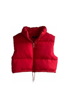 Feg Store Kadın Kırmızı Crop Dik Yaka Fermuarlı Belden Lastikli Ayarlanabilir Şişme Yelek Feg Store Kadın Kırmızı Crop Dik Yaka Fermuarlı Belden Lastikli Ayarlanabilir Şişme Yelek